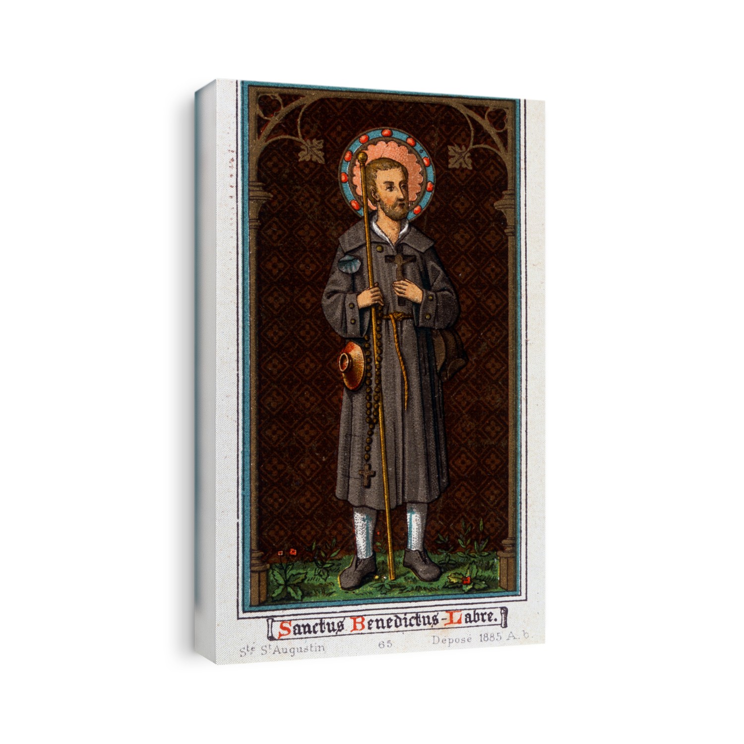 Saint Benedict of Nursie (born in Nurcia (Nurcia) in Umbria around 480 - 527) as a pilgrim. Chromolithography of 1885.