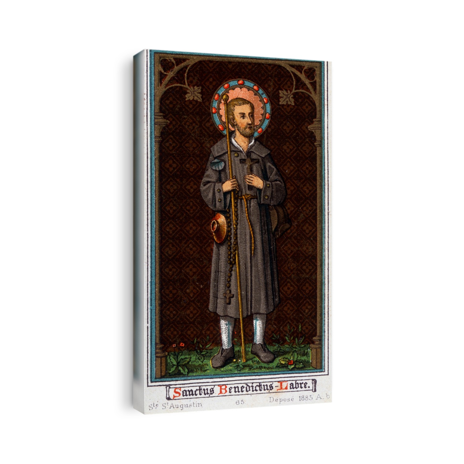 Saint Benedict of Nursie (born in Nurcia (Nurcia) in Umbria around 480 - 527) as a pilgrim. Chromolithography of 1885.