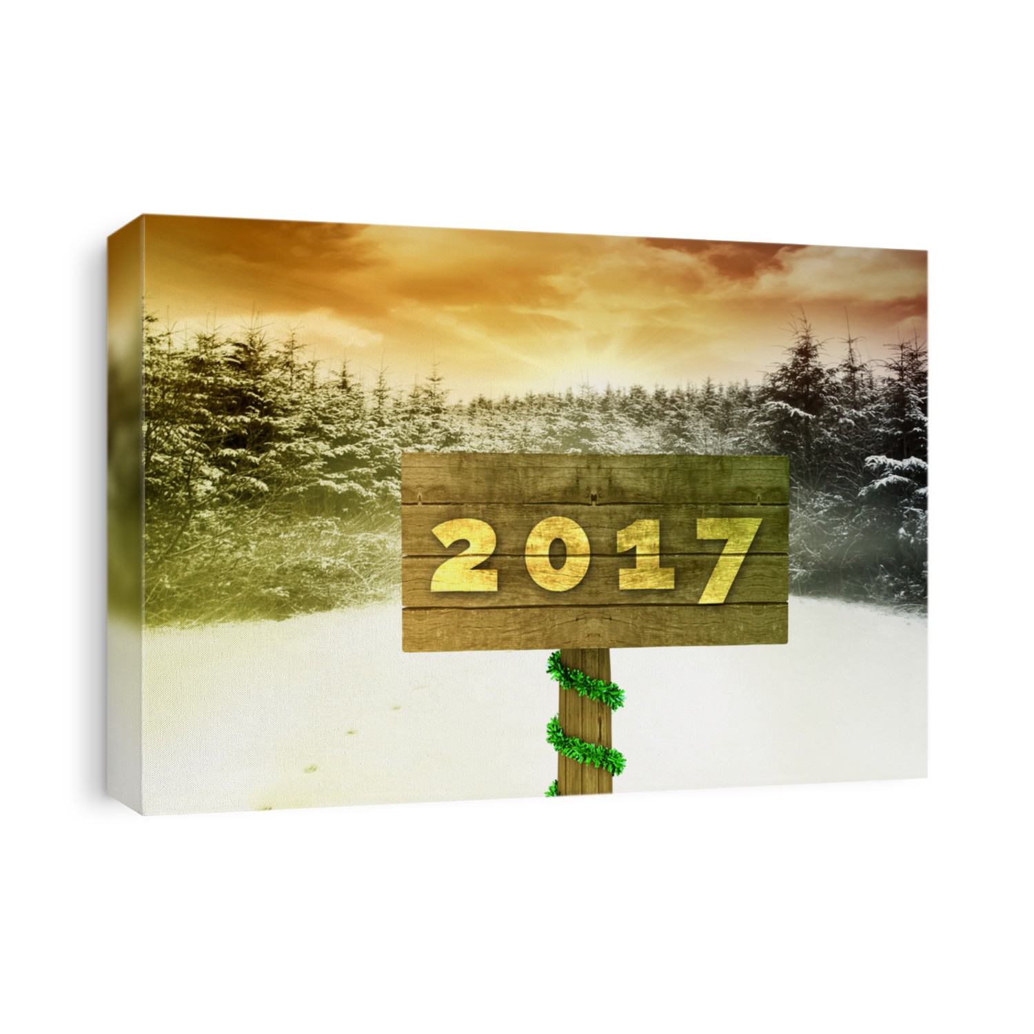Digital image of new year 2017 against snow scene