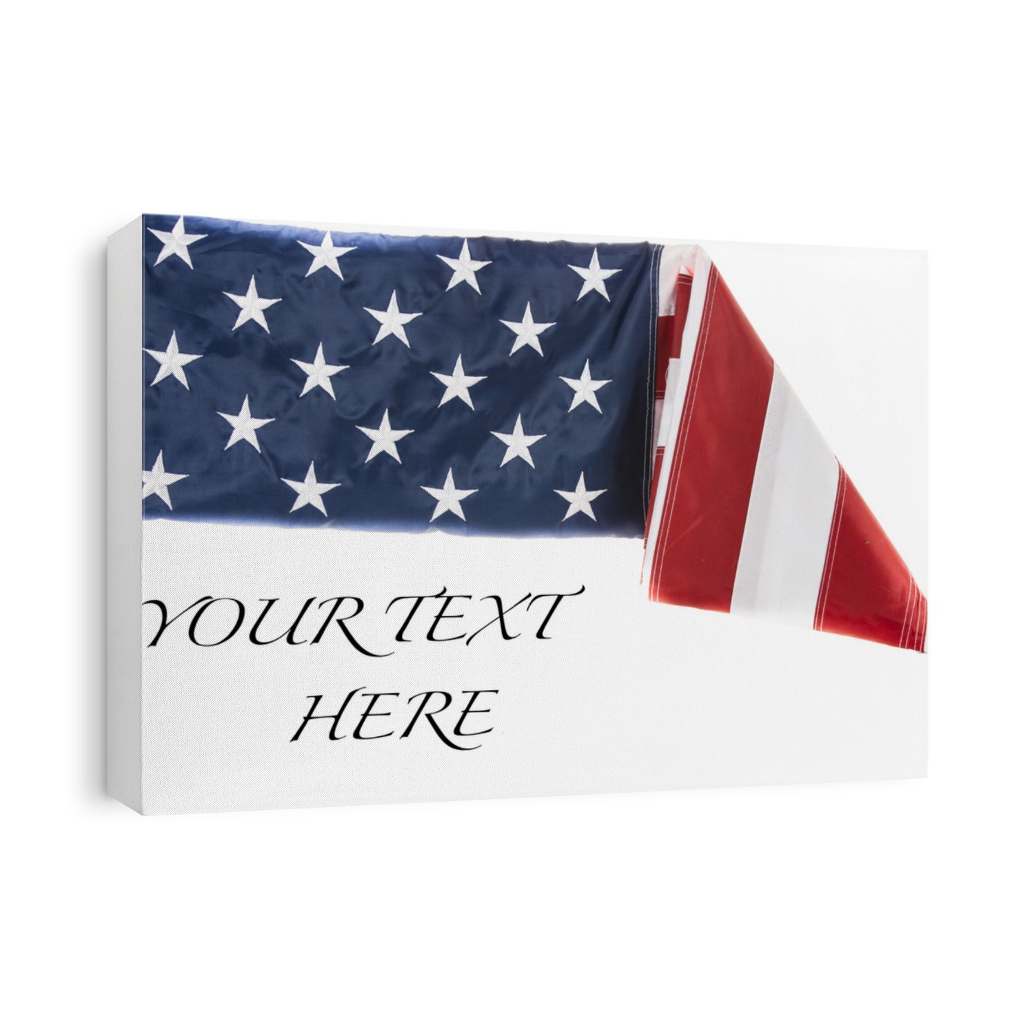 American Flag being folded with white background for copy space