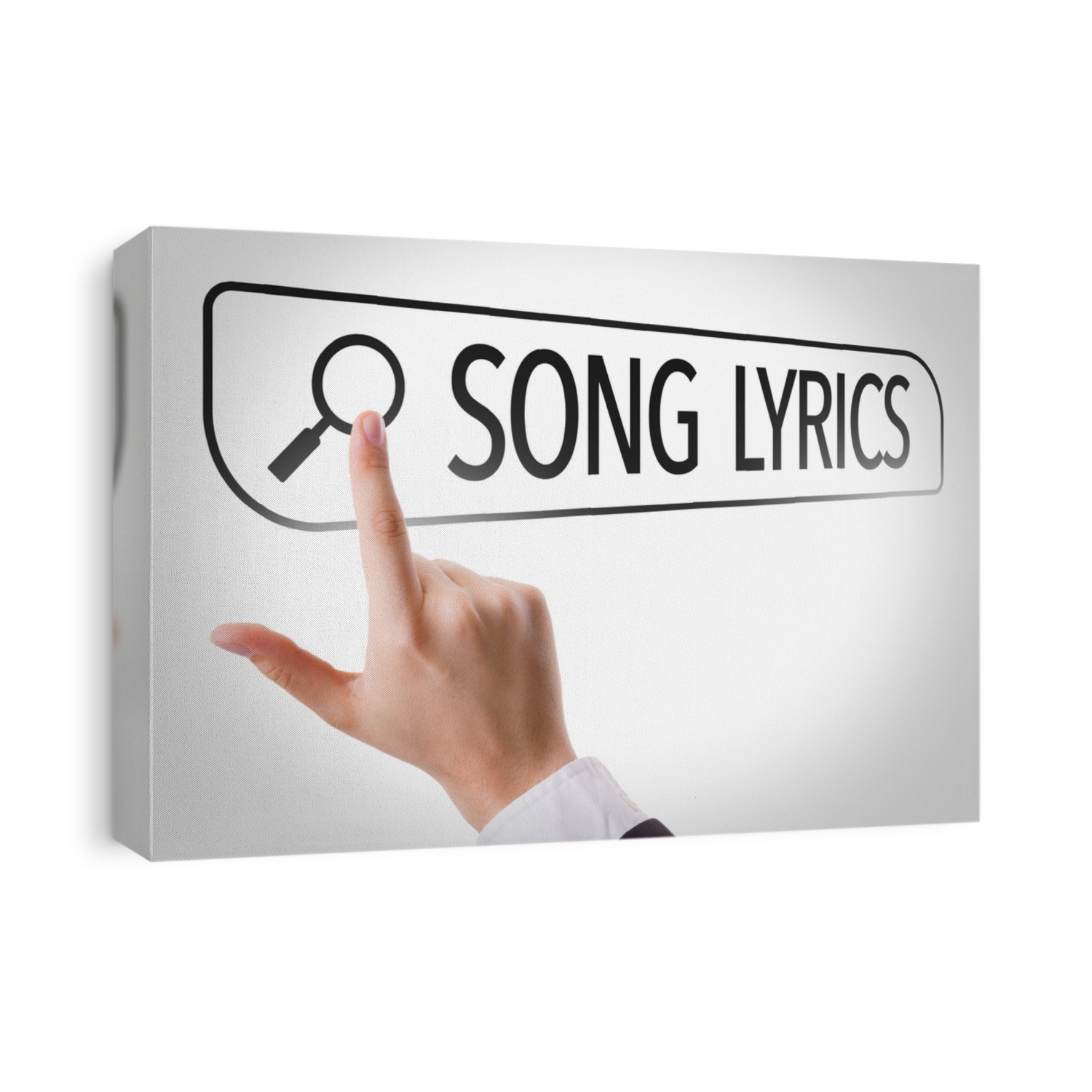 Song Lyrics written in search bar on virtual screen